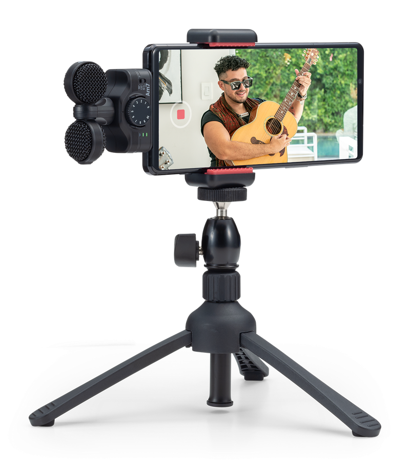 Am7 attached to an Android phone on a tripod